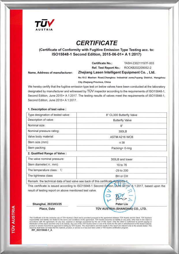 ใบรับรอง TUV ISO15848 (8